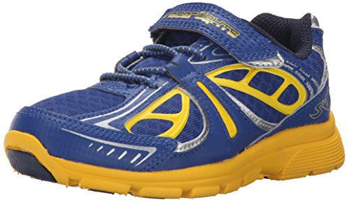 Stride Rite Little Kids Racer Light-up Bolt Running Shoe, Navy/Yellow