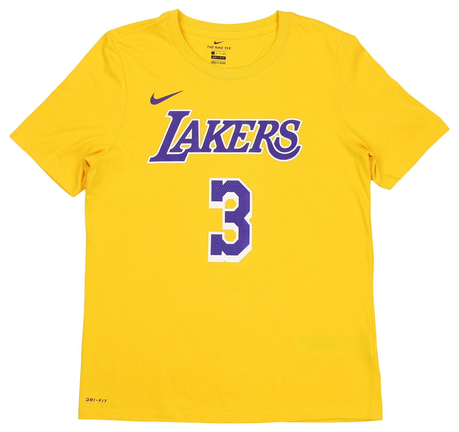 Nike Anthony Davis Los Angeles Lakers Youth Gold Icon Edition Name & Number Performance T-Shirt Size: Large