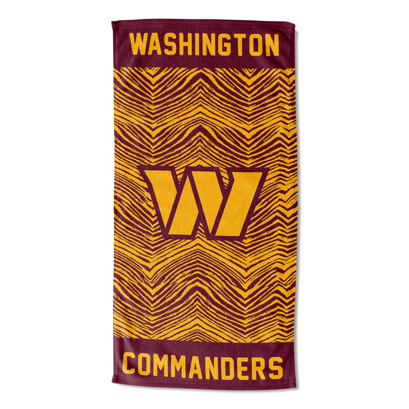 Northwest Washington Commanders NFL Classic Zebra Print Beach Towel, 30x60