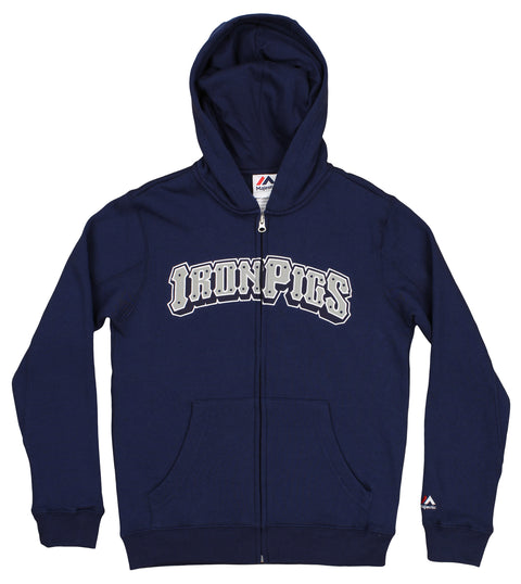 Baseball MiLB Youth Boys Lehigh Valley Ironpigs Wordmark Twill Zip Up Hoodie