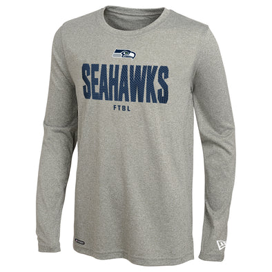 New Era NFL Men's Seattle Seahawks Dri-Tek Heathered Grey Long Sleeve Tee