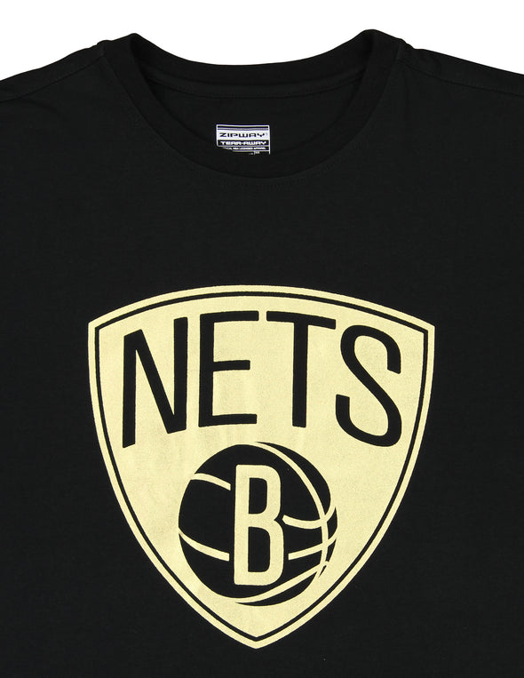 Zipway NBA Men's Brooklyn Nets Metallic Foil T-Shirt, Black/Gold