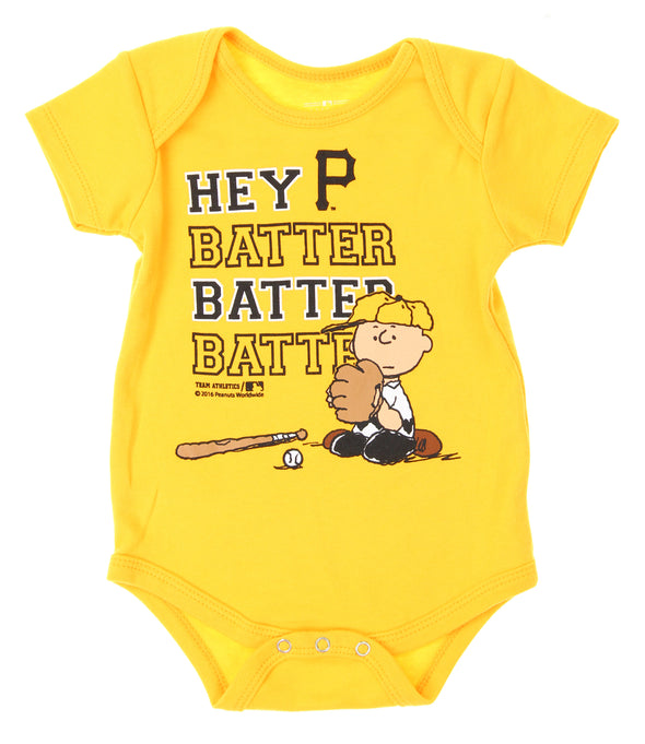 MLB Infants Pittsburgh Pirates Peanuts Love Baseball Creeper, Gold