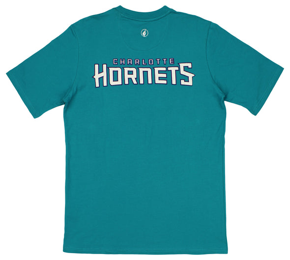 FISLL NBA Men's Charlotte Hornets Team Color, Name and Logo Premium T-Shirt