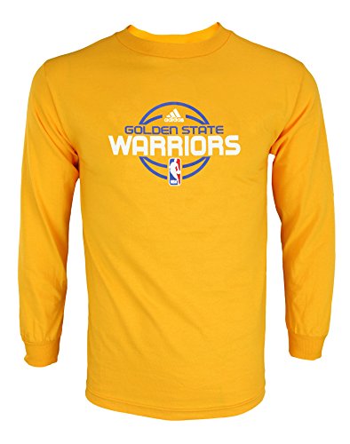 Adidas NBA Mens Golden State Warriors Basic Graphic Long Sleeve Tee, Yellow