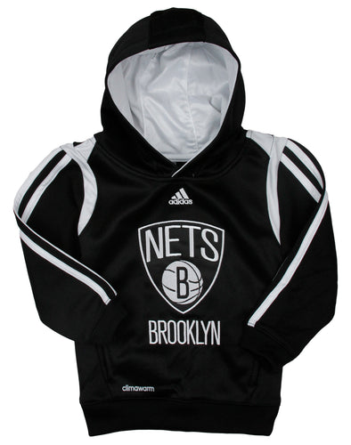 Adidas NBA Little Kids Brooklyn Nets On Court Pullover Sweatshirt Hoodie, Black