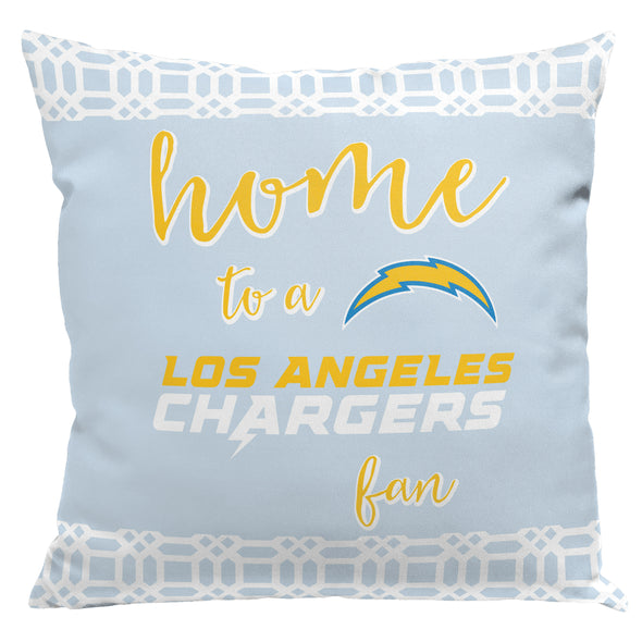 Northwest NFL Los Angeles Chargers Sweet Home Fan 2 Piece Throw Pillow Cover, 18x18