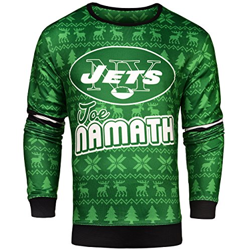 NFL Men's New York Jets Joe Namath #12 Retired Player Ugly Sweater