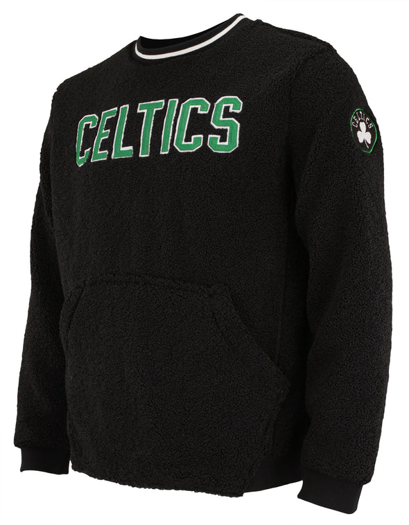 FISLL NBA Men's Boston Celtics Moto Sherpa Crew Neck Sweatshirt