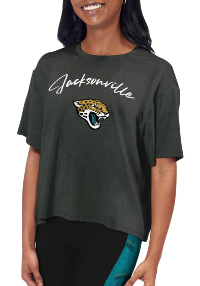 Certo By Northwest NFL Women's Jacksonville Jaguars Turnout Cropped T-Shirt