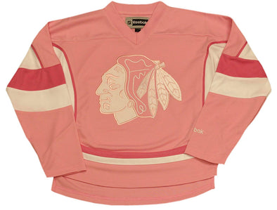 Reebok NHL Youth Girls Chicago Blackhawks Pink Practice Jersey