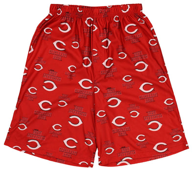 Outerstuff MLB Youth Boys Cincinatti Reds Team Color Printed Logo Shorts