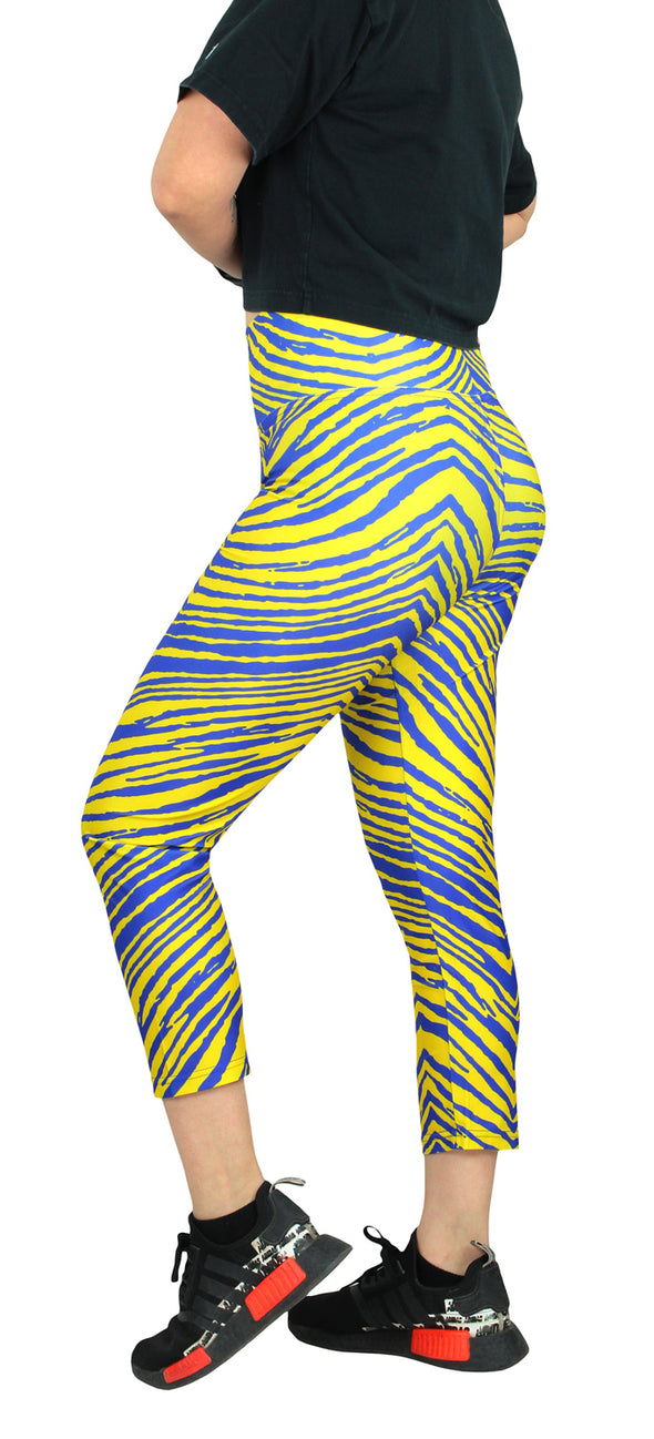 Zubaz NFL Women's Los Angeles Rams 2 Color Zebra Print Capri Legging