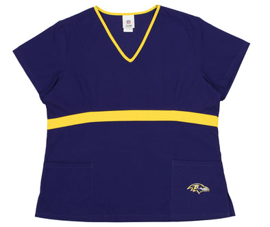 Fabrique Innovations NFL Women's Baltimore Ravens Team Color Wrap Scrub Top