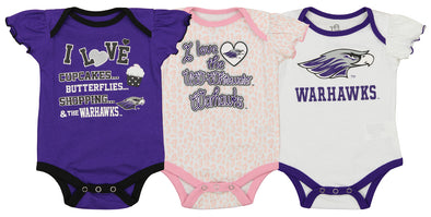 OuterStuff NCAA Infant Girls Wisconsin Whitewater Warhawks 3 Piece Bodysuit Set