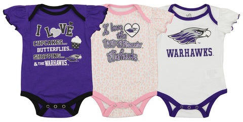 OuterStuff NCAA Infant Girls Wisconsin Whitewater Warhawks 3 Piece Bodysuit Set