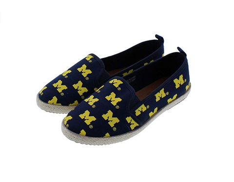 FOCO NCAA Women's Michigan Wolverine Espadrille Canvas Slip On Shoe