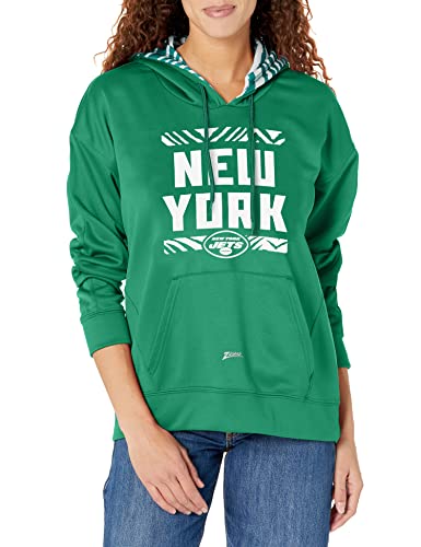 Zubaz NFL Women's New York Jets Solid Team Color Hoodie with Zebra Details