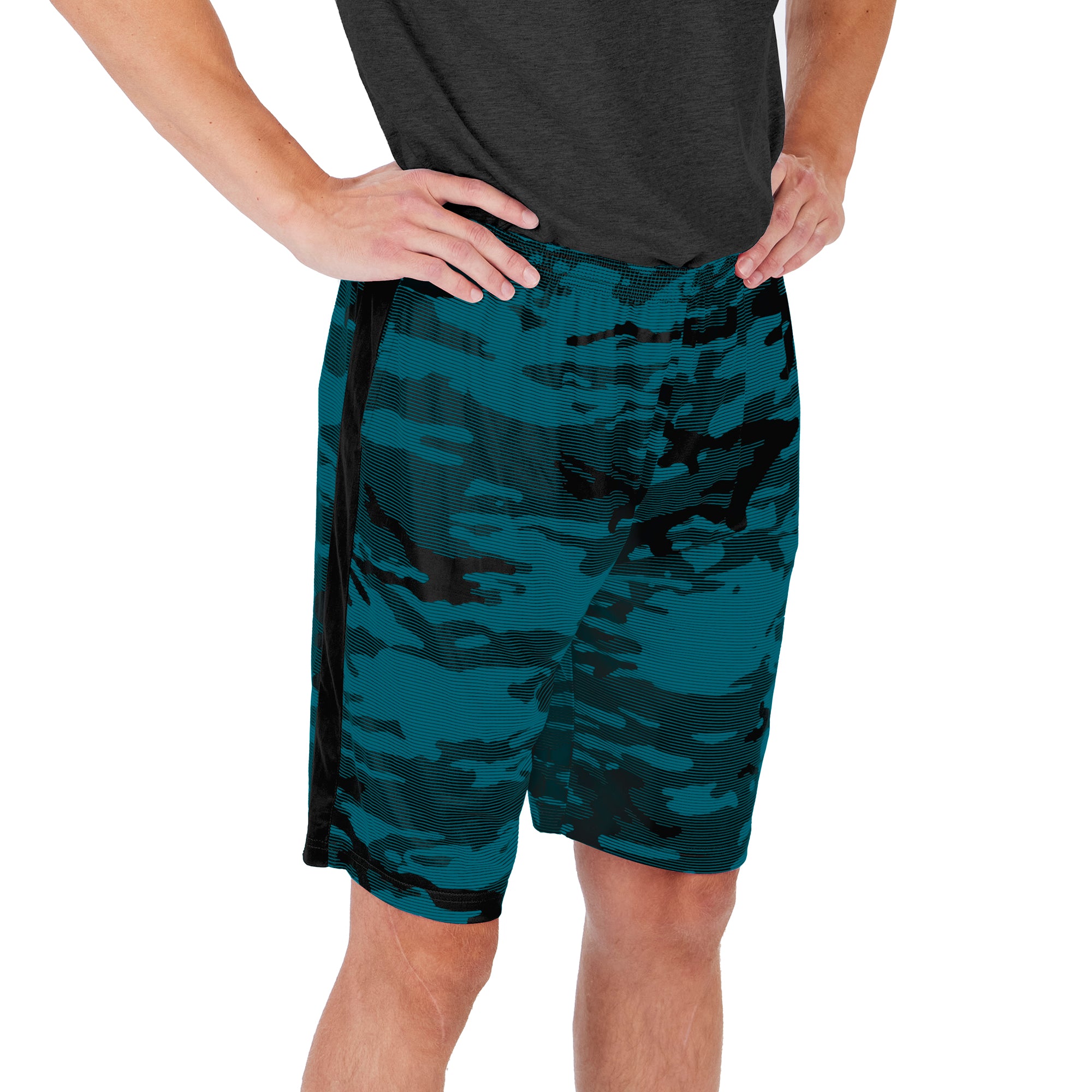 Zubaz Men's NFL Jacksonville Jaguars Lightweight Camo Lines Shorts with Logo