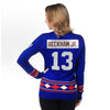 Klew NFL Women New York Giants Odell Beckham #13 Big Logo Glitter Player Sweater