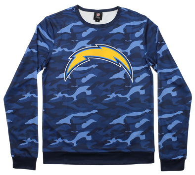 Forever Collectibles Men's Los Angeles Chargers Camouflage Printed Crew Neck Sweater