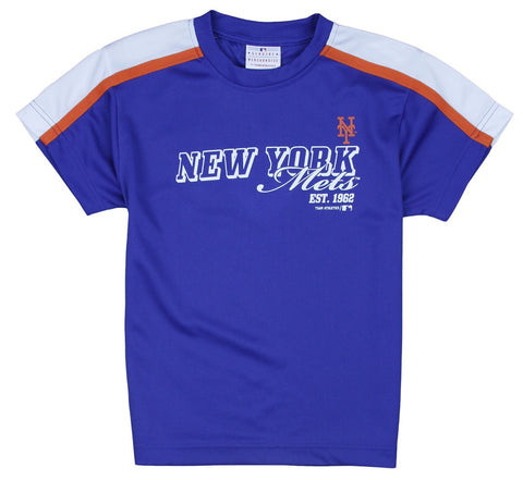 MLB Little Kids / Youth New York Mets Short Sleeve Athletic Tee T-Shirt, Blue