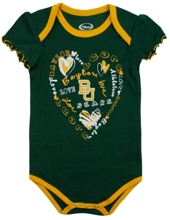 NCAA College Infant Girl's Baylor Bears 3 Piece Creeper Bodysuit Set
