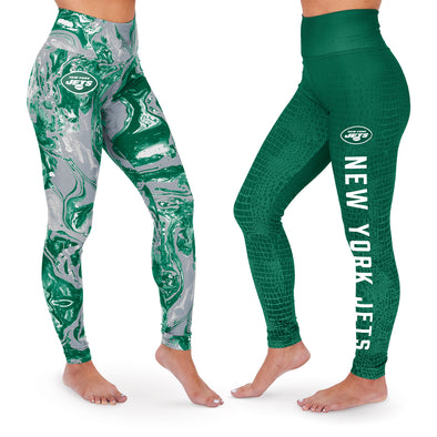 Zubaz NFL Women's New York Jets Swirl & Skin Fade 2 Pack Leggings