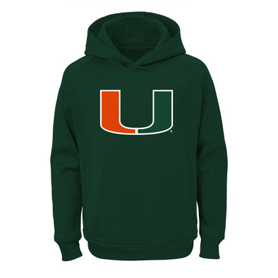 Outerstuff NCAA Youth (8-20) Miami Hurricanes  Primary Logo Performance Hoodie