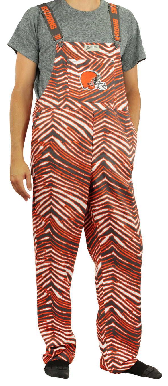 Zubaz NFL Men's Cleveland Browns Zebra Printed Team Bib Overalls