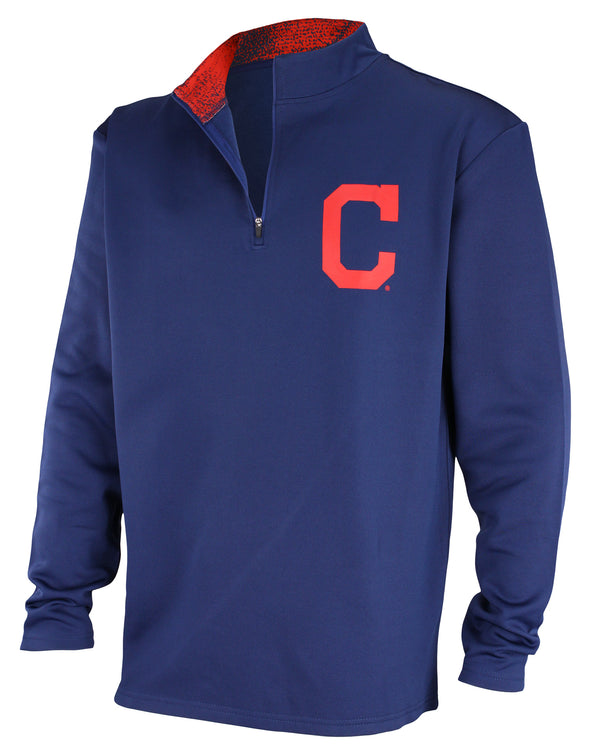 Zubaz MLB Baseball Men's Cleveland Indians Static Collar 1/4 Zip Fleece Pullover