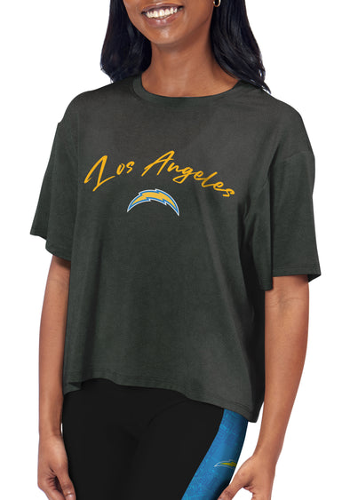 Certo By Northwest NFL Women's Los Angeles Chargers Turnout Cropped T-Shirt
