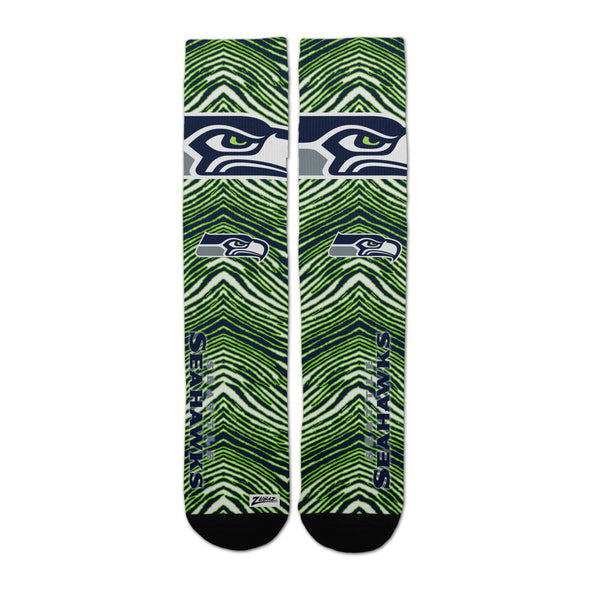 Zubaz By For Bare Feet NFL Adults Unisex Seattle Seahawks Zubified Dress Socks, Large