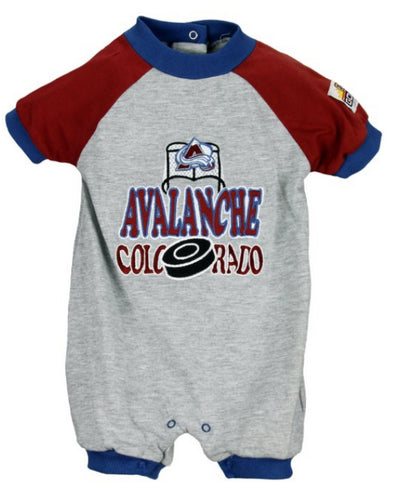 NHL Infant Colorado Avalanche Baby Short Sleeve Goalie Romper, Grey