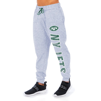 Zubaz Men's NFL New York Jets Heather Gray Jogger with Camo Lines Graphic
