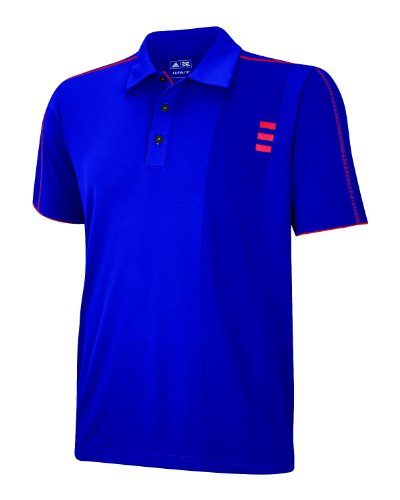 Adidas Men's Climalite 3-Stripe Contrast Stitch Polo Shirt, Bluebonnet / Coral