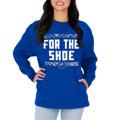 Zubaz NFL Women's Indianapolis Colts Team Color & Slogan Crewneck Sweatshirt
