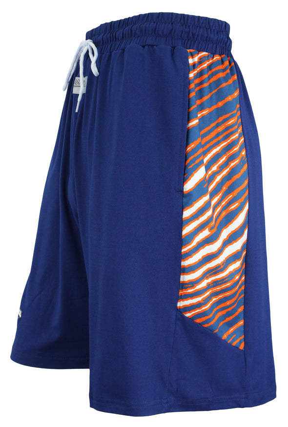 Zubaz NFL Men's Denver Broncos Team Logo Zebra Side Seam Shorts, Navy