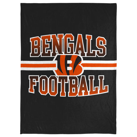 FOCO NFL Cincinnati Bengals Stripe Micro Raschel Plush Throw Blanket, 45 x 60