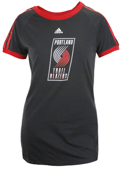 Adidas NBA Basketball Women's Portland Trail Blazers Short Sleeve Raglan T-Shirt, Black