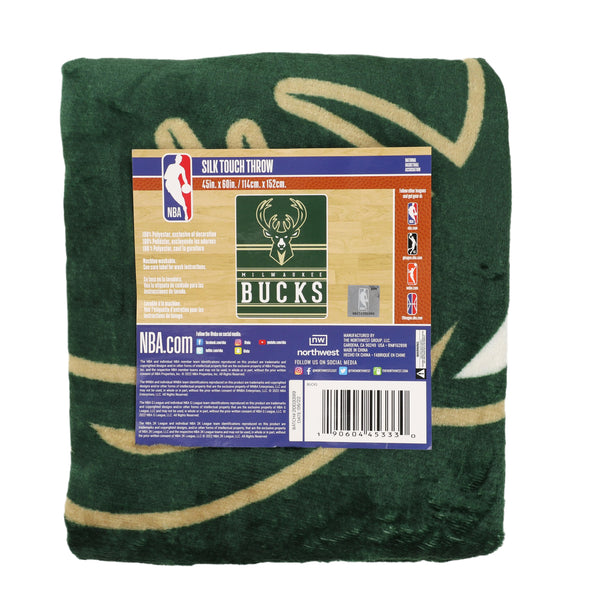 Northwest NBA Milwaukee Bucks Dual Vision 45 X 60 Silk Touch Throw Blanket