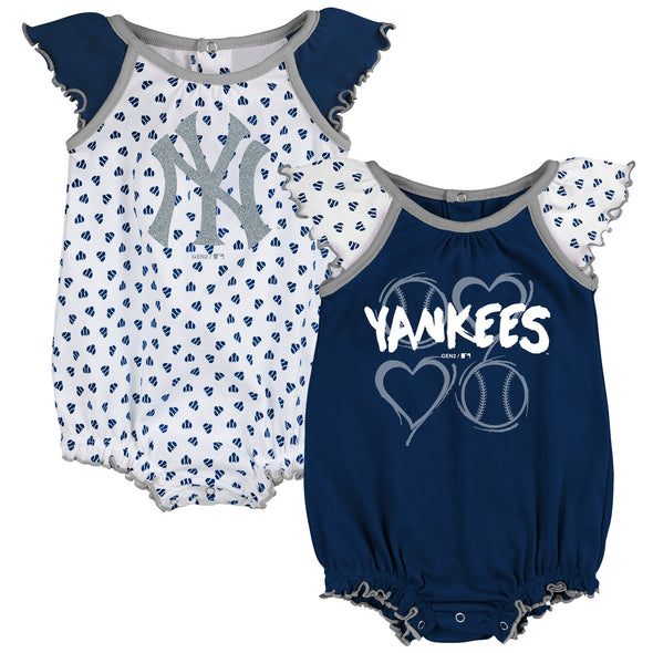 Outerstuff MLB Infants New York Yankees Play With Heart 2 pack Creeper Set