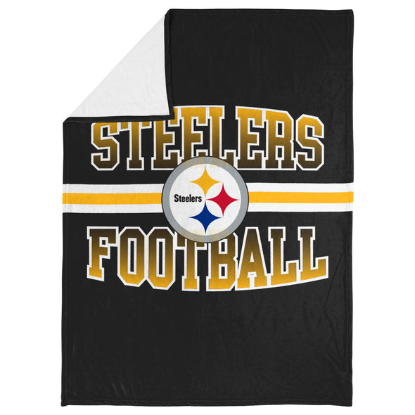 FOCO NFL Pittsburgh Steelers Stripe Micro Raschel Plush Throw Blanket, 45 x 60