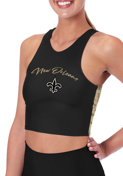 Certo By Northwest NFL Women's New Orleans Saints Crosstown Midi Bra, Black