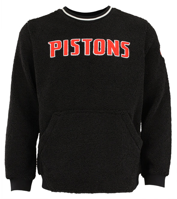FISLL NBA Men's Detroit Pistons Moto Sherpa Crew Neck Sweatshirt
