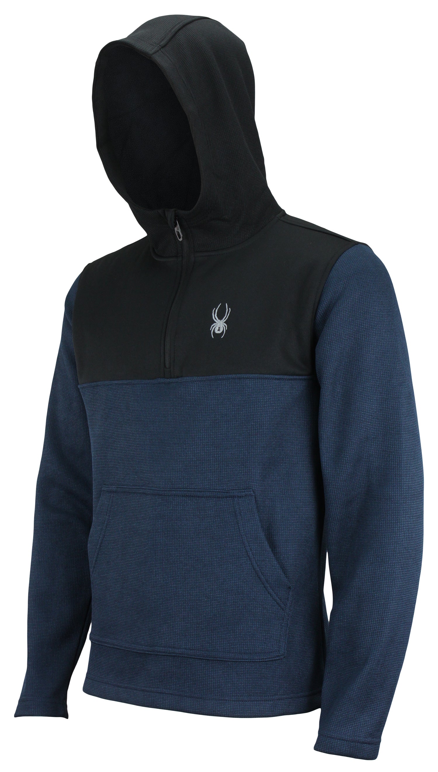 Spyder Men's Racer 1/4 Zip Pullover Hoodie - Racing Red, Medium, Waffle-Knit Fleece Lining, Embroidered Logos