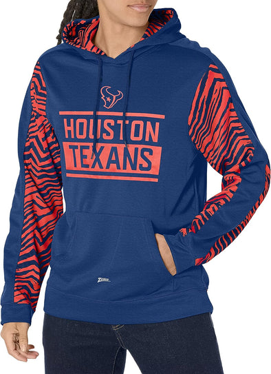 Zubaz NFL Men's Houston Texans Team Color with Zebra Accents Pullover Hoodie