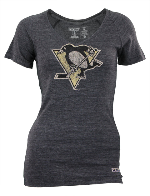 Reebok NHL Women's Pittsburgh Pengiuns Triblend Evgeni Malkin #71 Tee, Grey