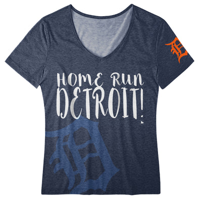 FOCO MLB Women's Detroit Tigers Home Run V-Neck Tee