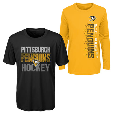 Outerstuff NHL Youth Boys (8-20) Pittsburgh Penguins Performance Long & Short Sleeve T-Shirt Set